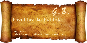 Gavrilovits Bálint névjegykártya