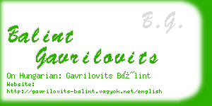 balint gavrilovits business card